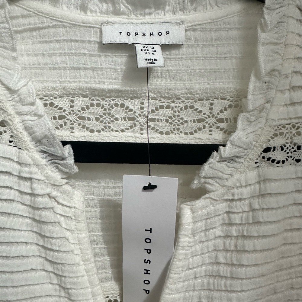 Topshop White Blouse Size 6 NWT